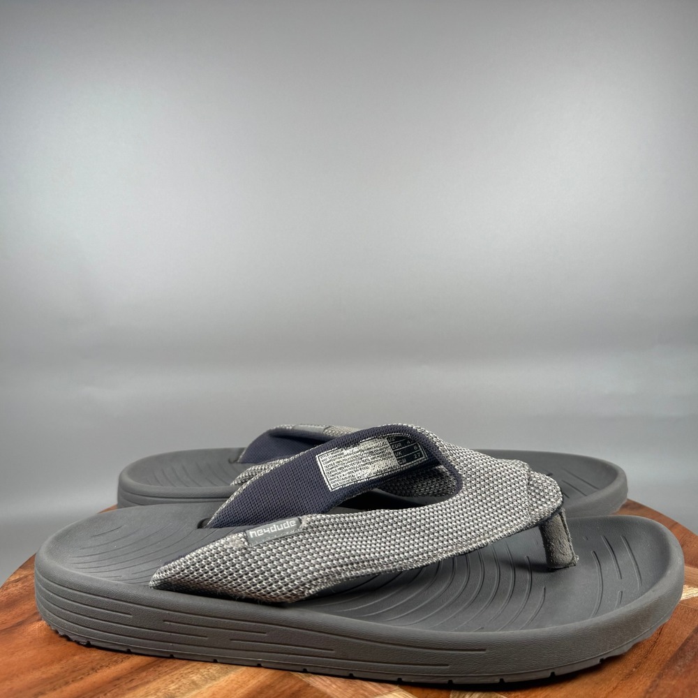 Hey Dude Milo Mens Grey Knit Flip Flop Sandals Size 9 US Casual Beach Shoes